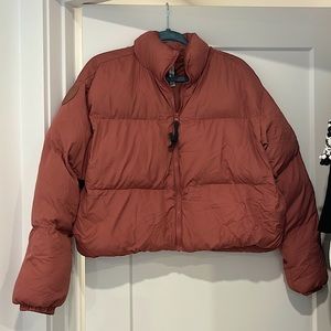 Pink/Rust Cropped Puffer Jacket